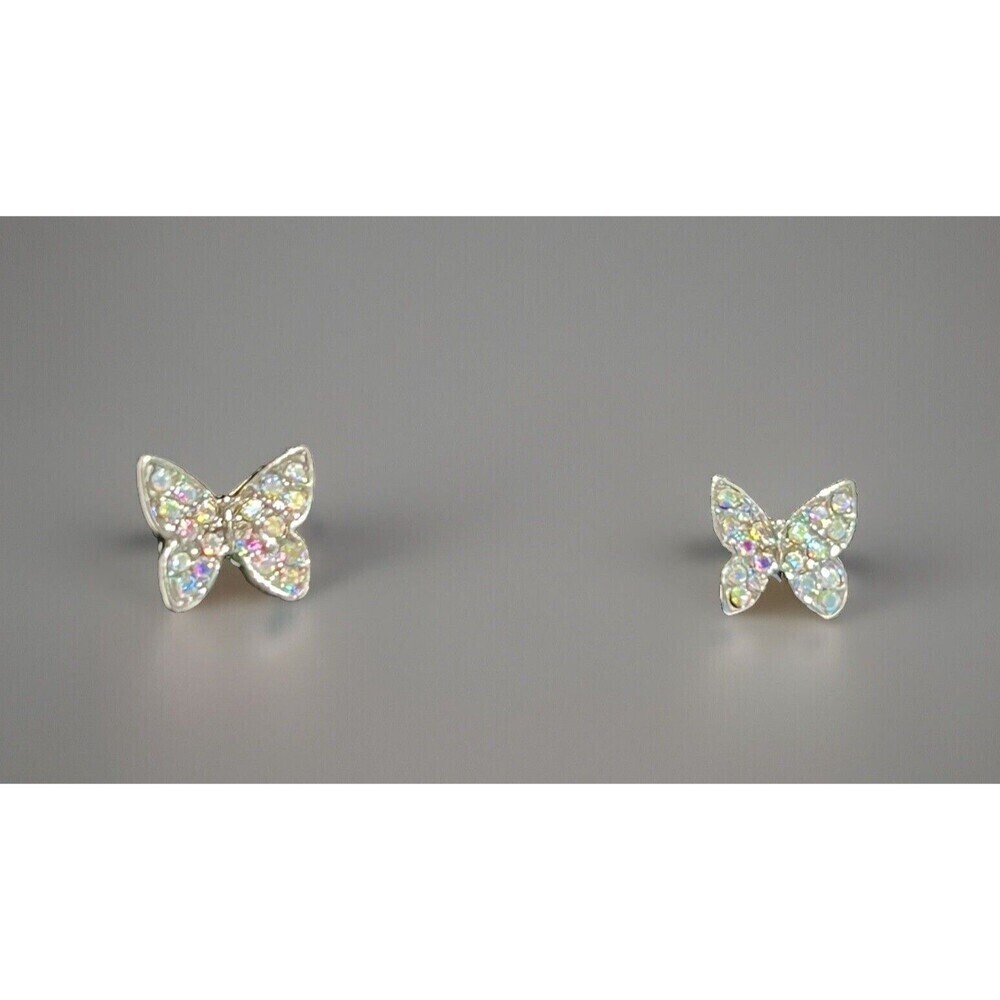 Aurora Borealis Vintage Butterfly Silver Tone Stainless Steel Fairy Coquette